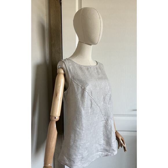 SOUTH STREET LINEN Sz 0 US Small Cream Metallic Criss Cross Shell Tank Top NWOT - Picture 5 of 16